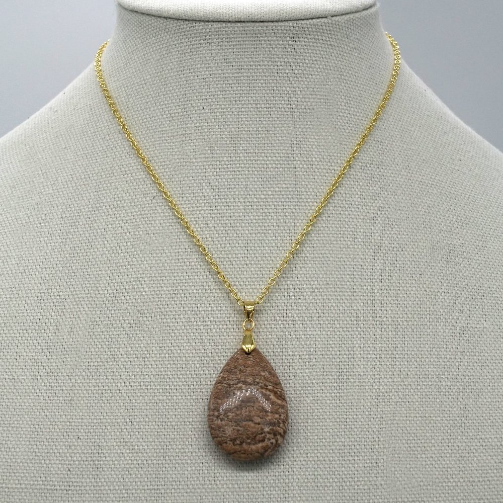 Genuine Jasper with gold link chain.